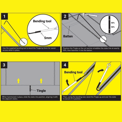 Roof Tingle Replacement Slate Hooks - Pack of 50 Repair Hooks