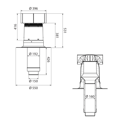 Ventus Flat Roof Terminal 160-150